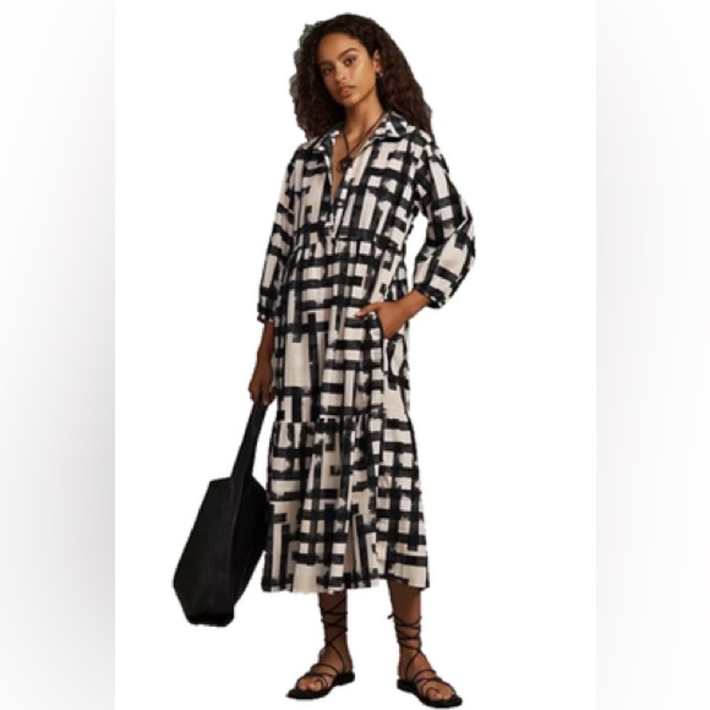 Anthropologie Maeve‎ Bettina Dress in Carbon Plaid, Worn Once - Picture 4 of 8
